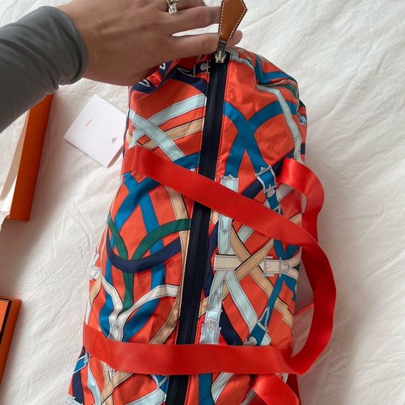 New Hermès Airsilk 44 duffle bag orange poppy - Picture 4 of 14